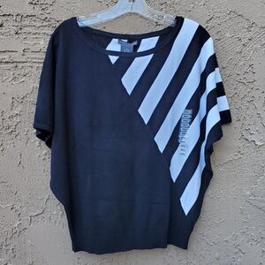 Chelsea & Theodore black/white batwing sweater
